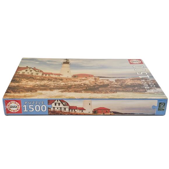 Lighthouse on Rocky Shoreline Scene New Sealed 85x60 cm Educa Puzzle 1500 Pieces - Picture 5 of 8